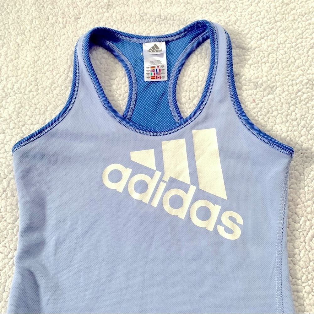 Adidas Light Blue Racerback Tank with White Logo - Picture 2 of 6